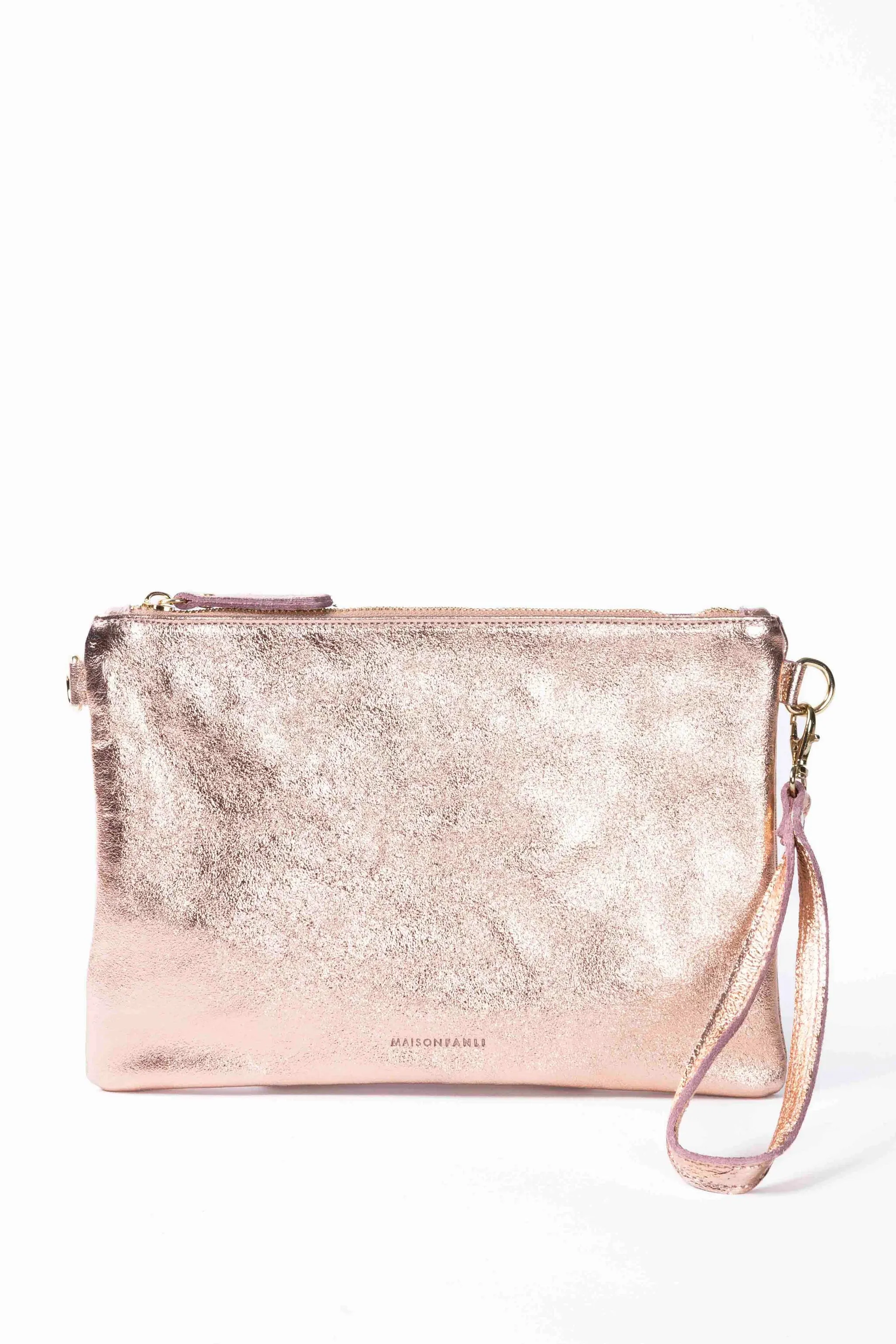 MAISON FANLI - Metallic Leather Crossbody - ROSE