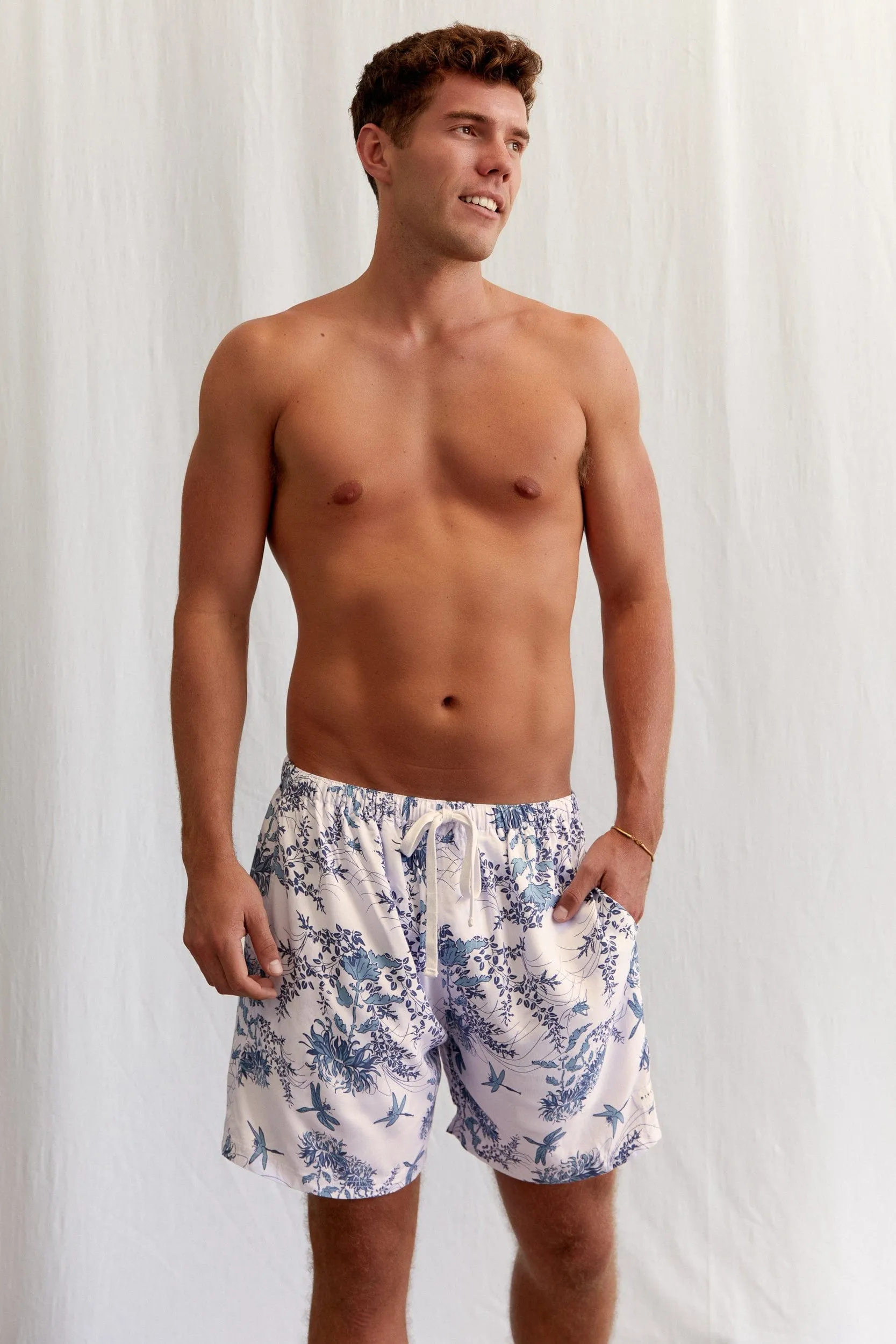 Men’s Boxers - Short Length - Summer Toile - Aegean Blue