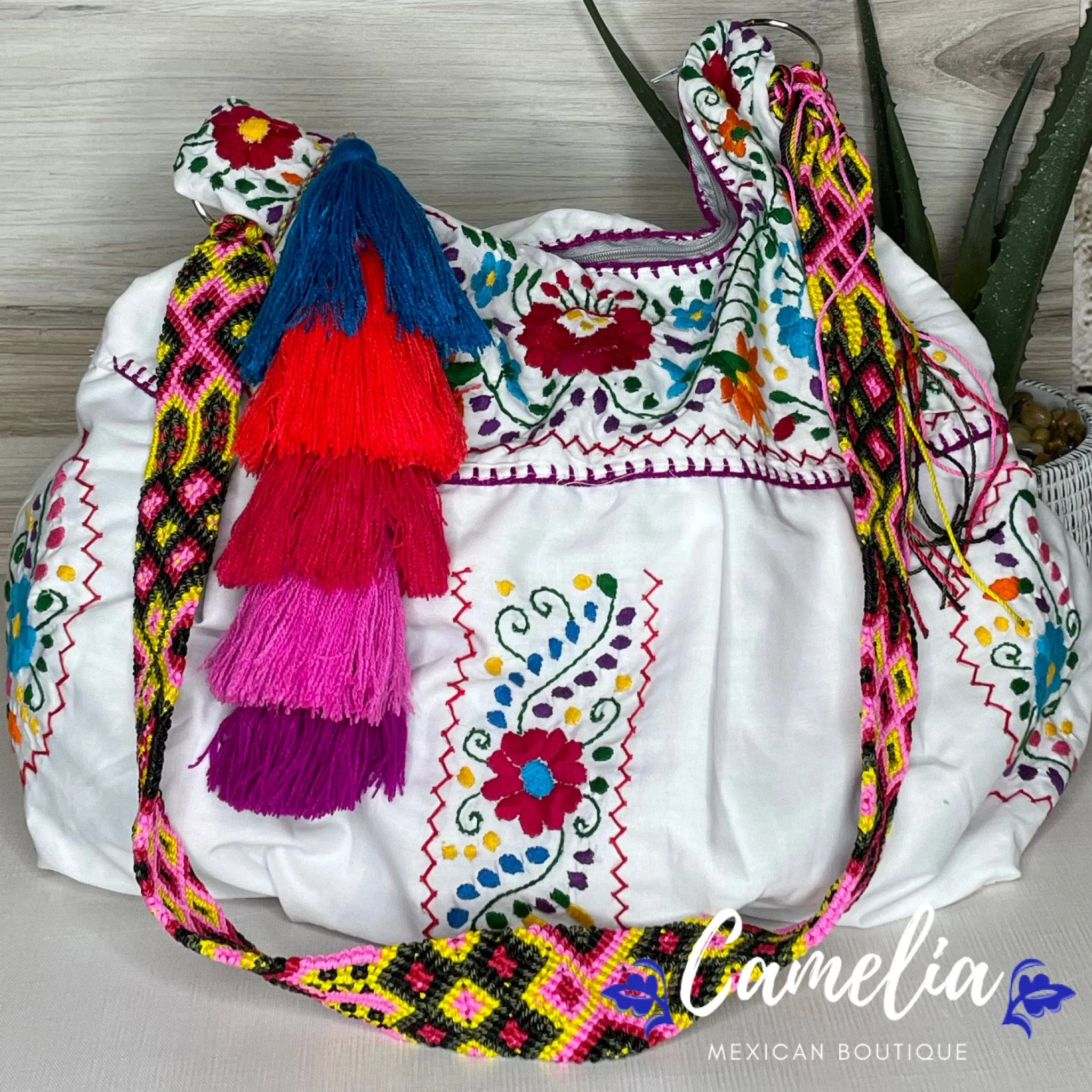 Mexican Embroidered Boho Tote - Puebla Large