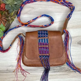 Mexican Leather Crossbody Saddle Bag - Hand Tooled SMALL