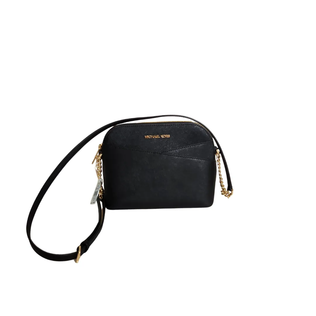 Michael Kors Black Leather Jet Set Dome Front Slip Pocket Crossbody Bag | Gently Used |