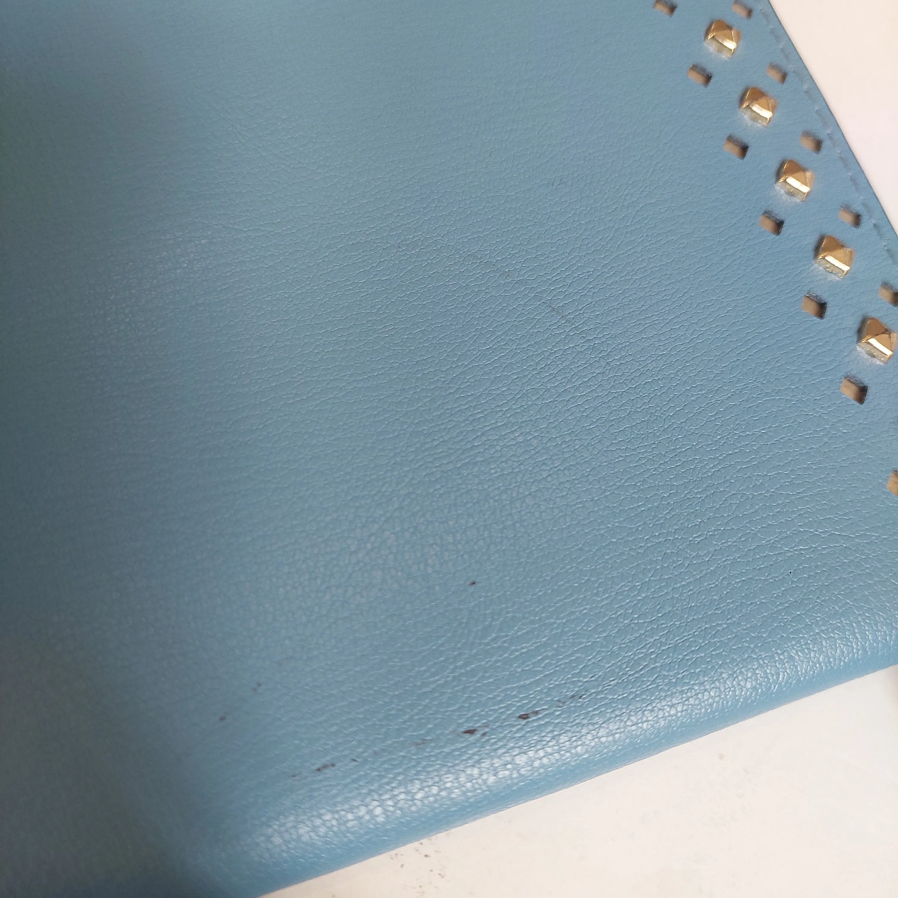 Michael Kors Blue Leather Gold Studded Wristlet | Pre Loved |