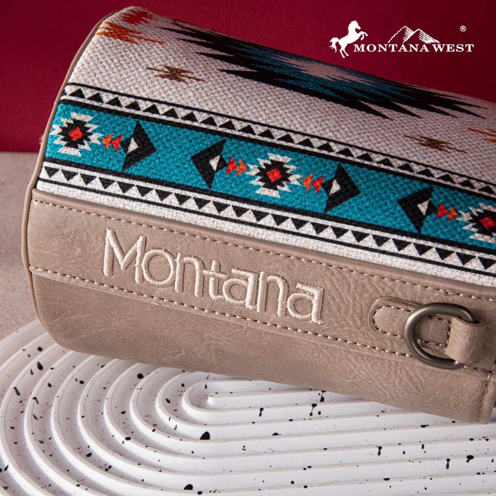 Montana West Aztec Drawstring Bucket Crossbody Bag