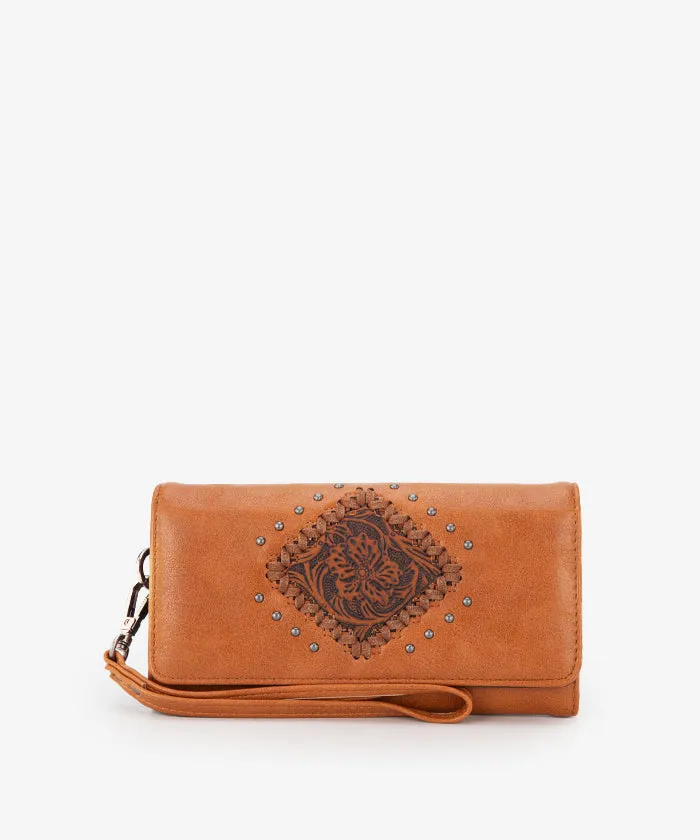 Montana West Tooled Studded Wristlet