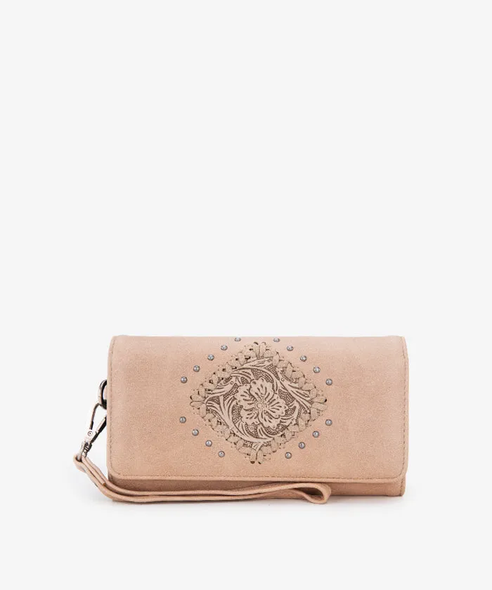 Montana West Tooled Studded Wristlet