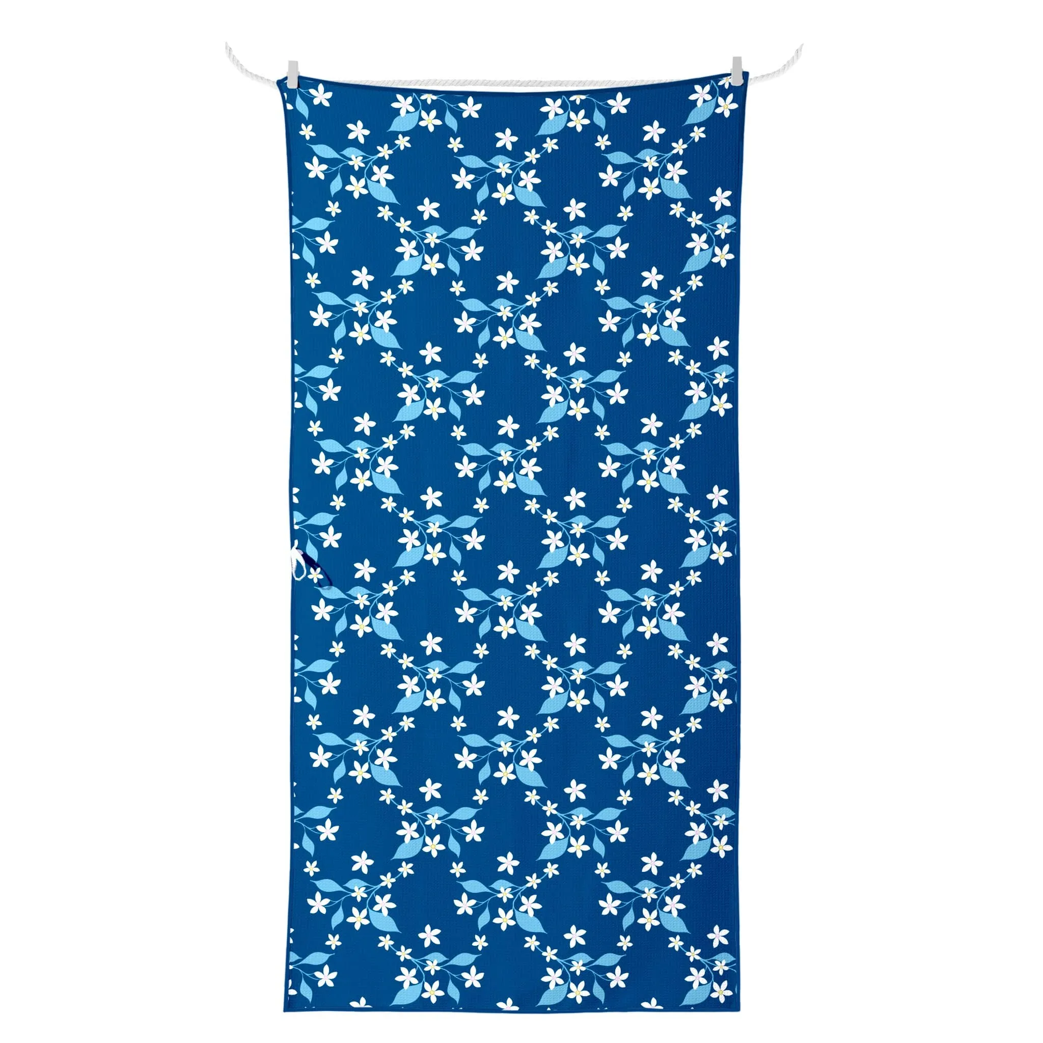 Navy Vine Leaf Sand Free Beach Towel