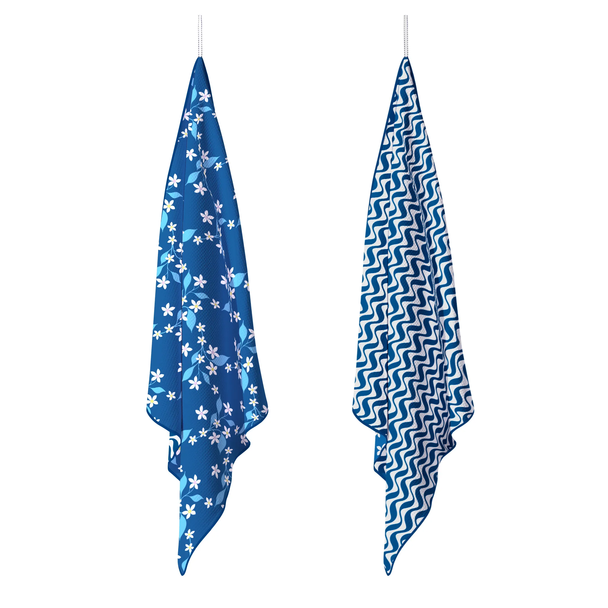 Navy Vine Leaf Sand Free Beach Towel