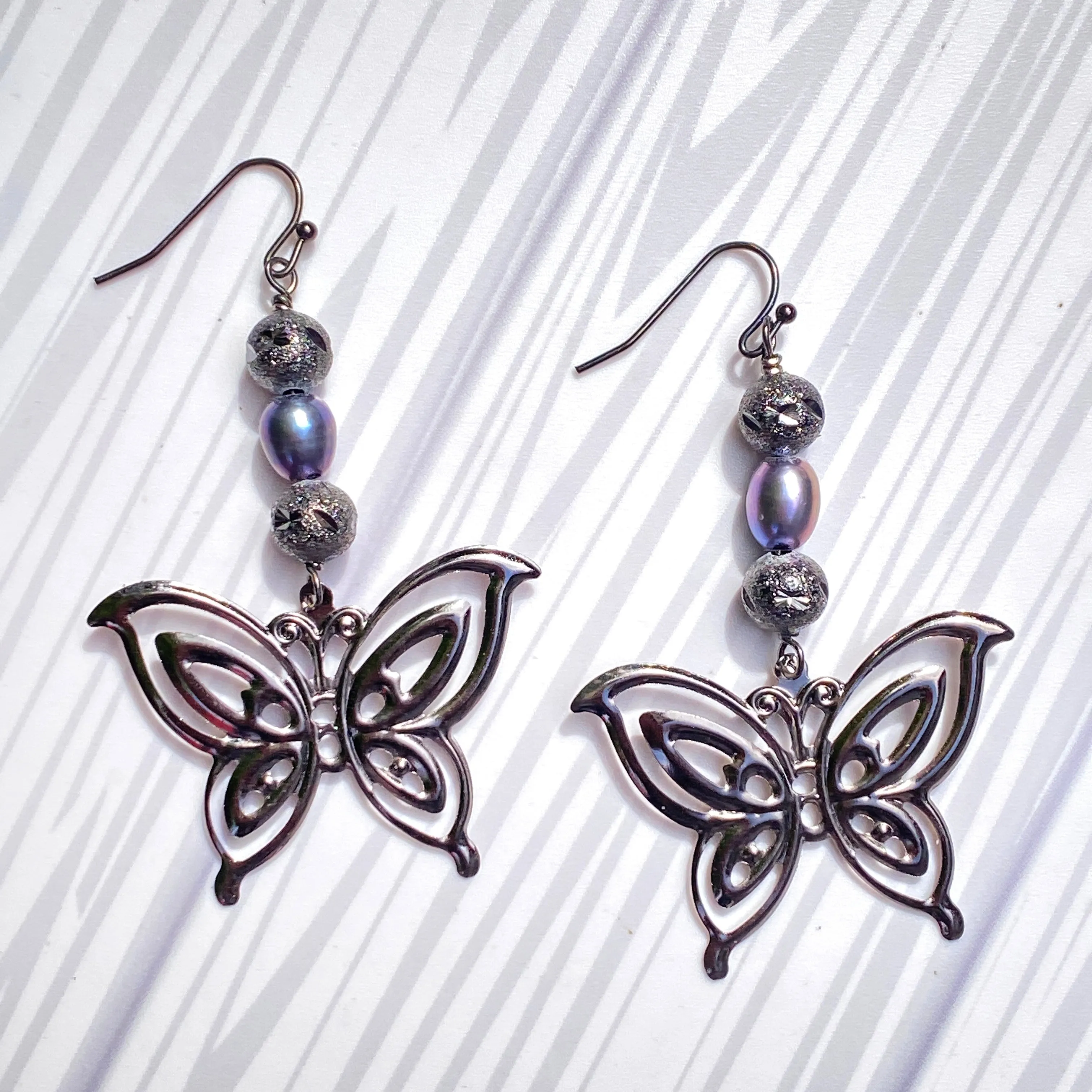 Pearl and Butterfly Earrings