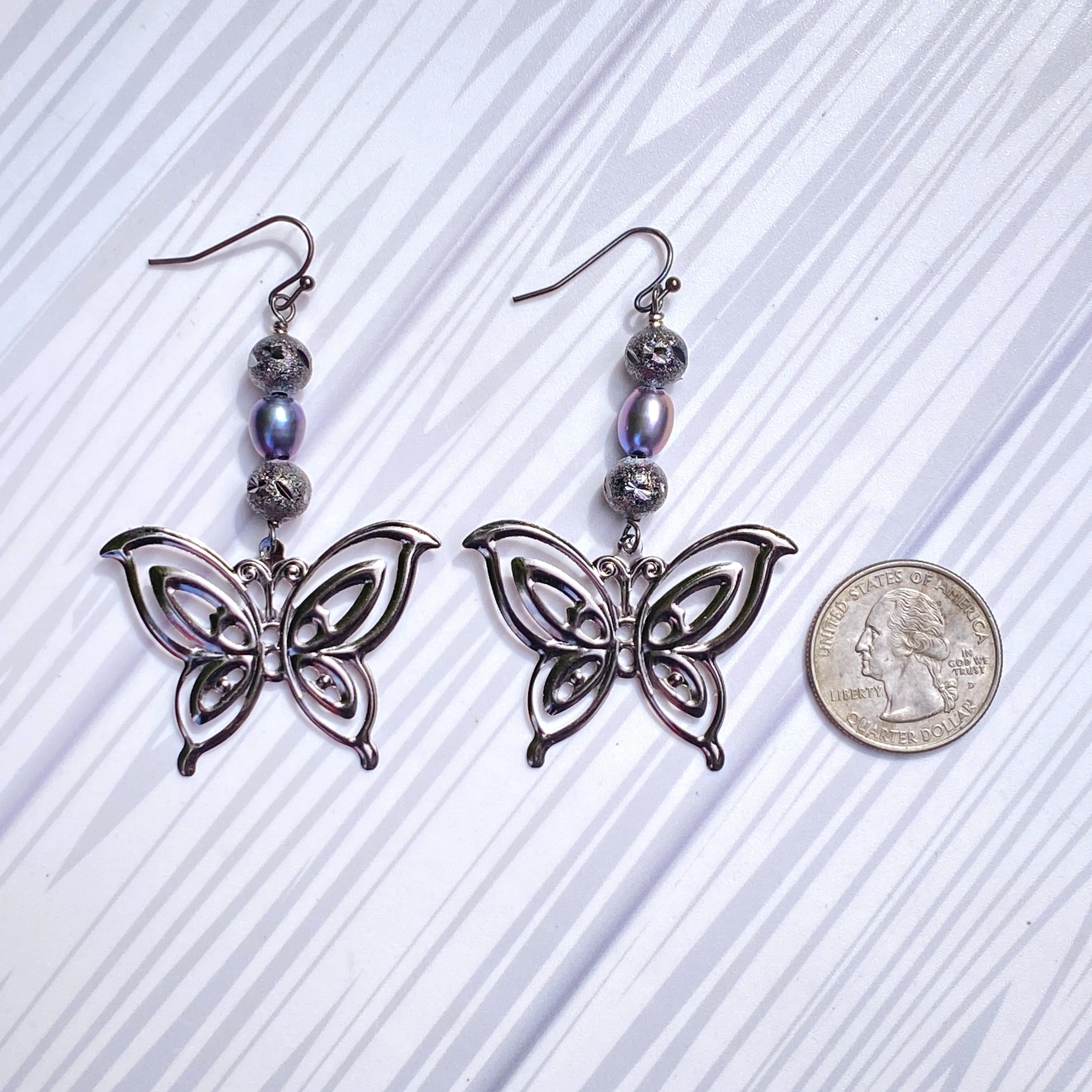 Pearl and Butterfly Earrings