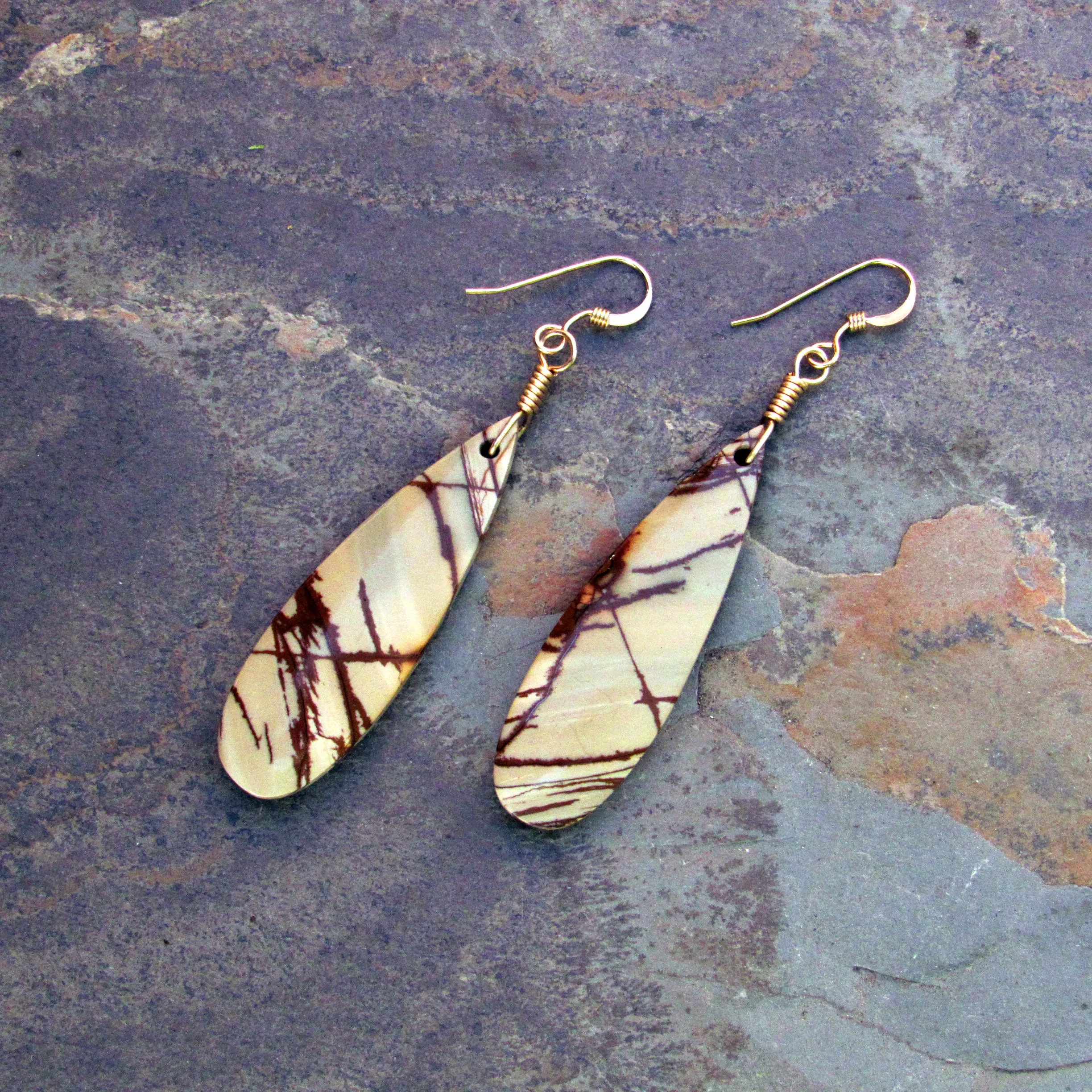 Picasso Jasper Gemstone hand wrapped Earrings