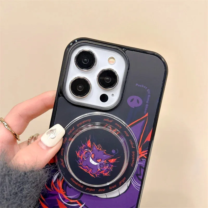 Pokemon Gengar Magnetic Ring Holder Case for iPhone 15 14 13 12 11 Pro Max Wireless Charger Protective Cover Caqa