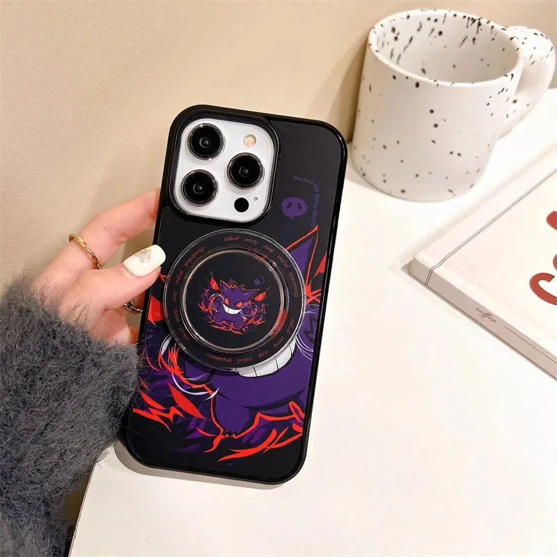 Pokemon Gengar Magnetic Ring Holder Case for iPhone 15 14 13 12 11 Pro Max Wireless Charger Protective Cover Caqa