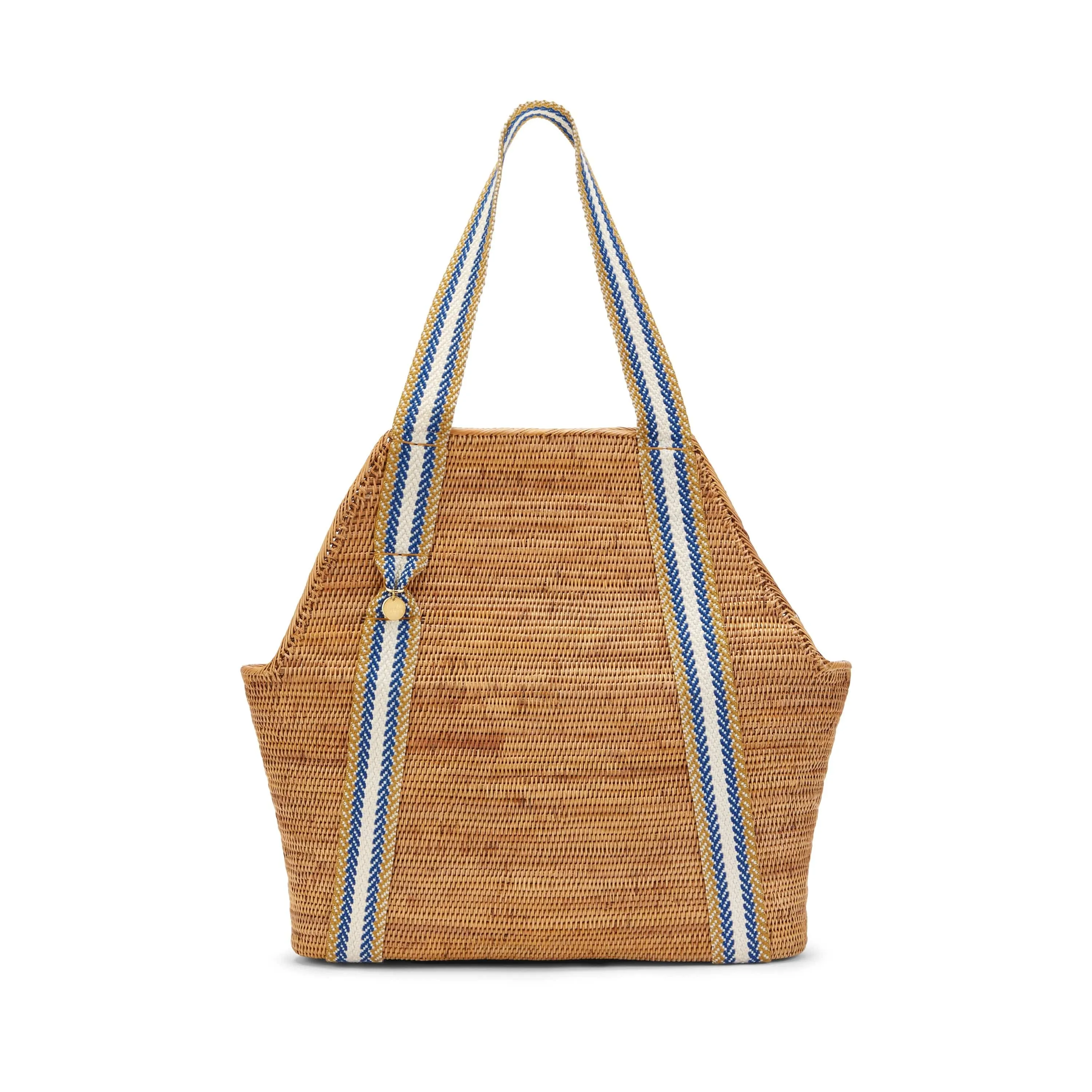 Poso Handwoven Atta Vegan Large Shopper Bag | Natural & Blue Stripe