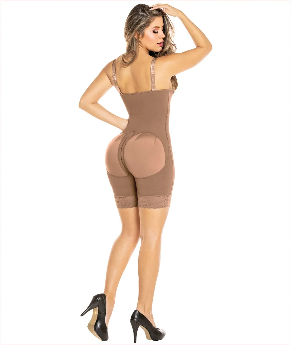 Post Op Compression Garment Open Bust Mid Thigh bodysuit C9018