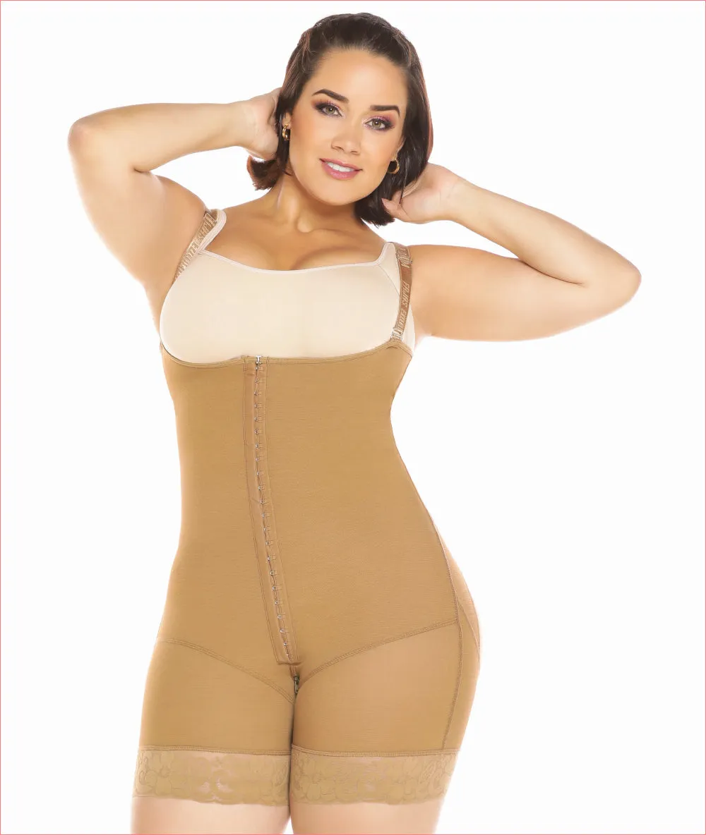 Post Op Compression Garment Open Bust Mid Thigh bodysuit C9018