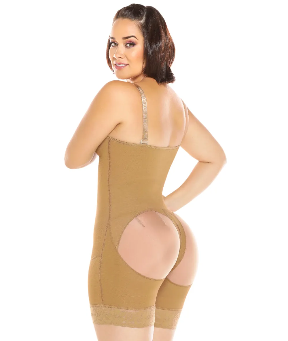 Post Op Compression Garment Open Bust Mid Thigh bodysuit C9018