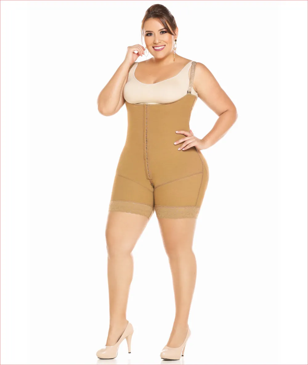 Post Op Compression Garment Open Bust Mid Thigh bodysuit C9018