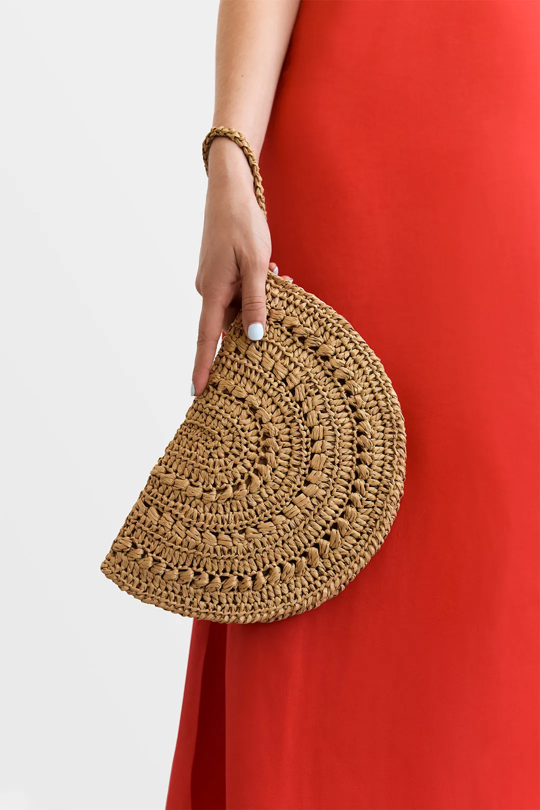 Raffia Moon Clutch