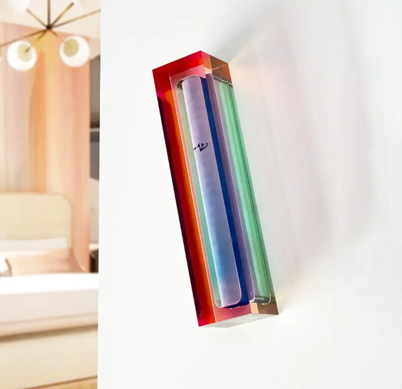 Rainbow Lucite Mezuzah Case