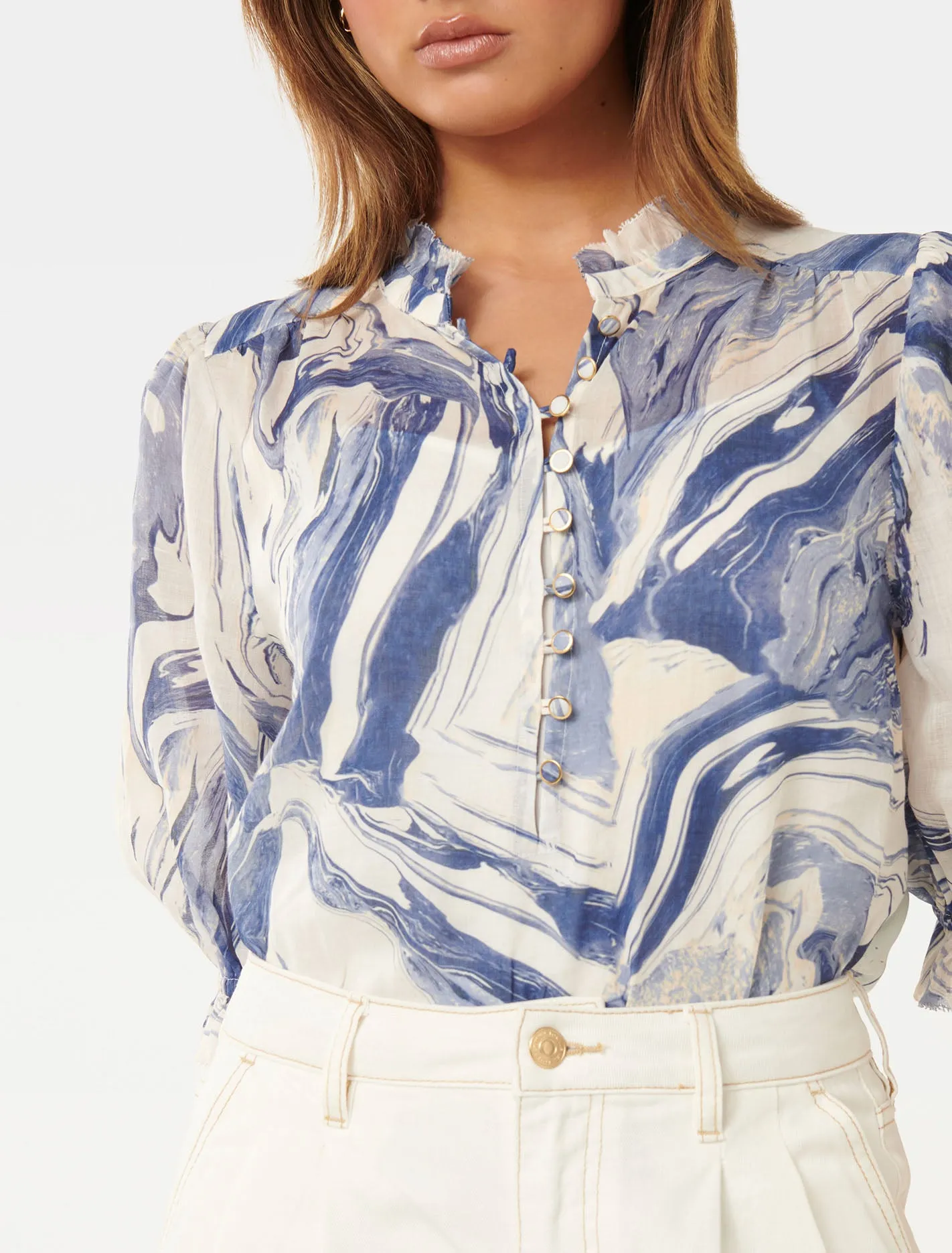 Rita Half Placket Ramie Blouse