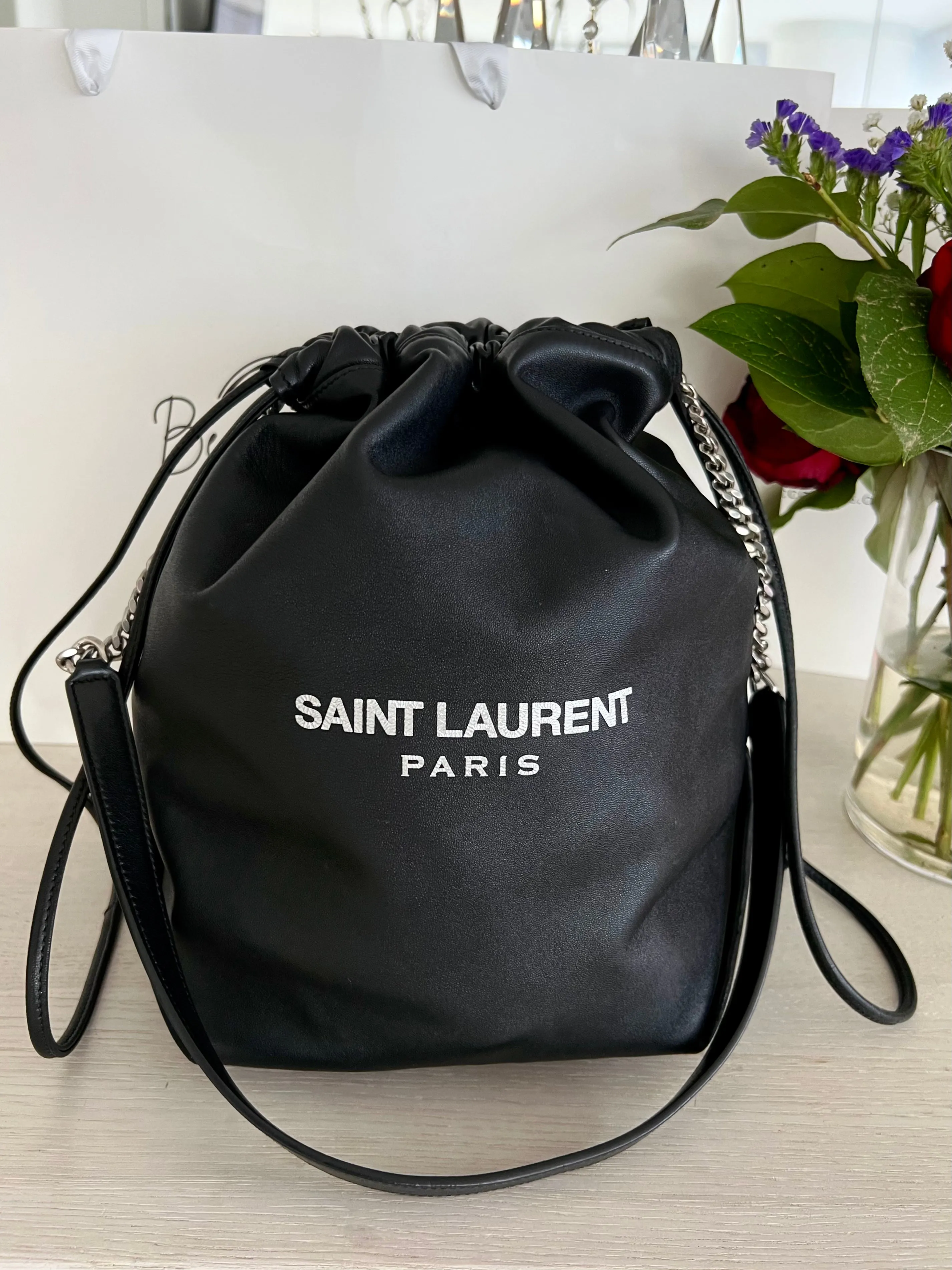 Saint Laurent Teddy Drawstring Bucket Bag