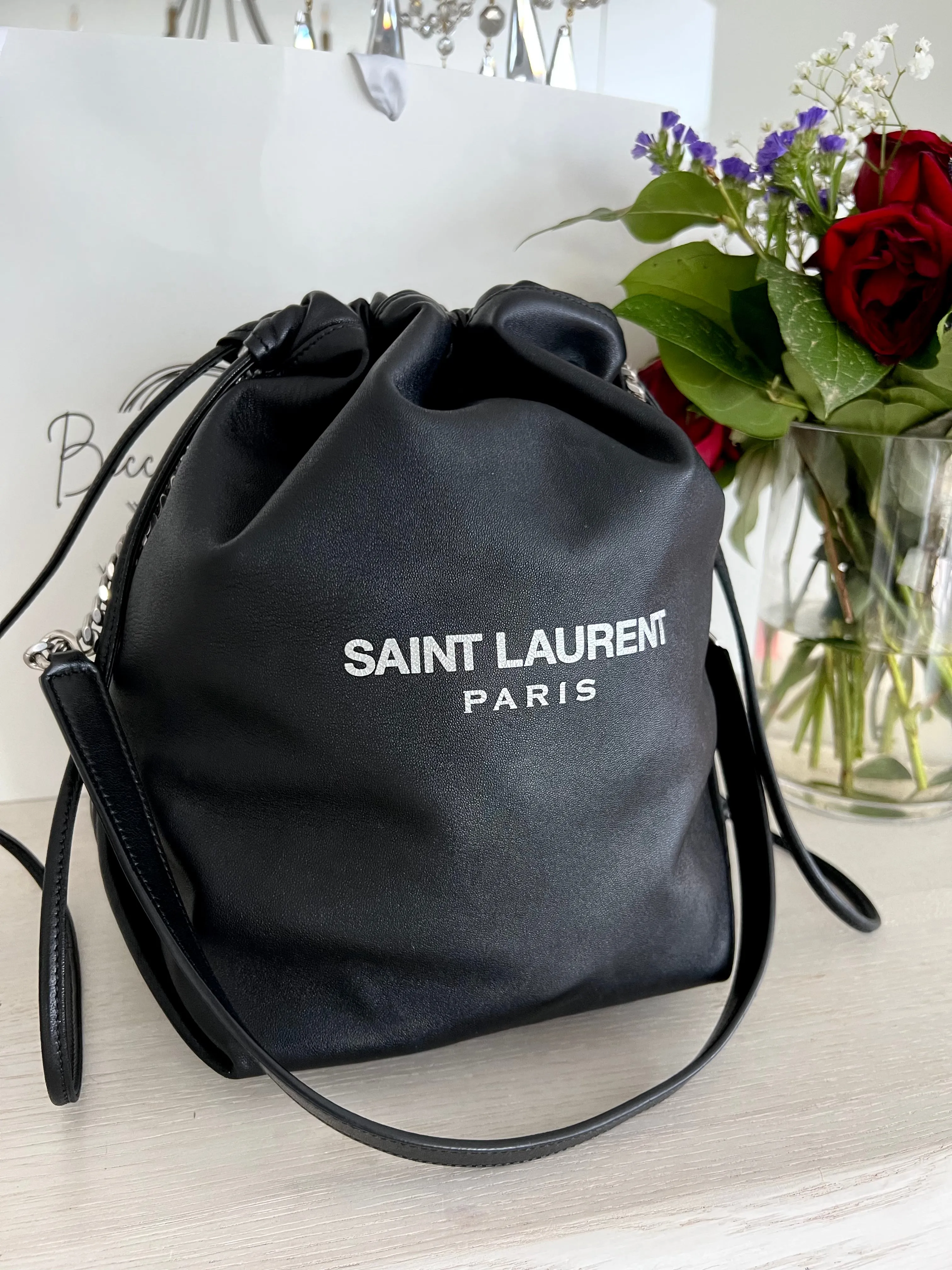 Saint Laurent Teddy Drawstring Bucket Bag