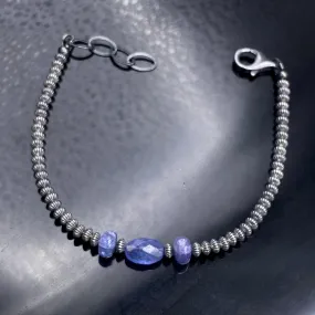 Tanzanite and Oxidized Sterling Silver Bracelet