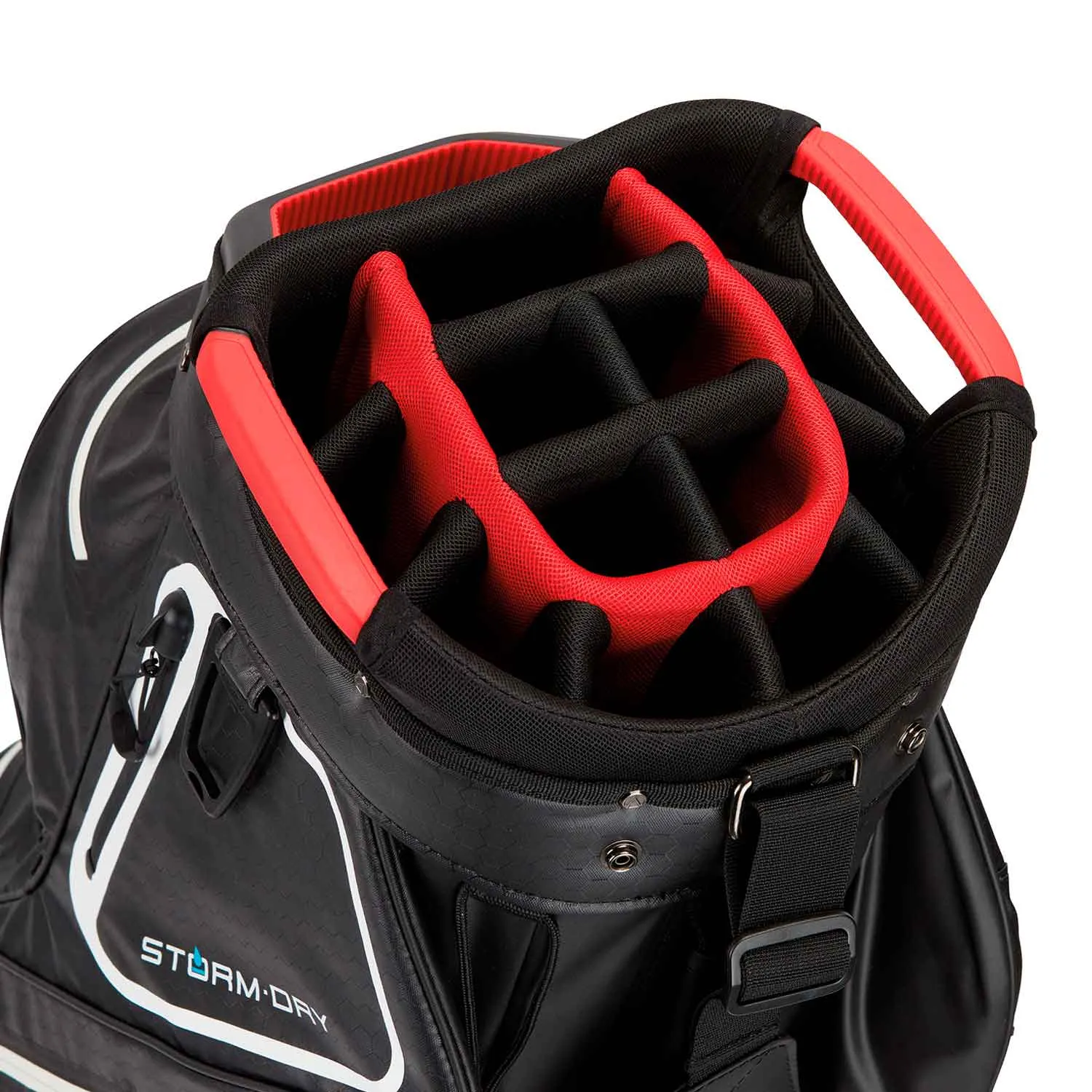 TaylorMade Storm Dry Waterproof Golf Cart Bag - Black/Red/White