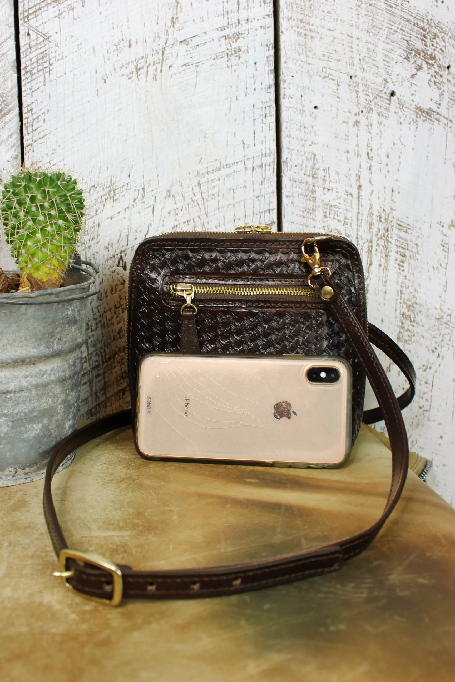 The Catalina Cafe Viejo Tooled Leather Crossbody