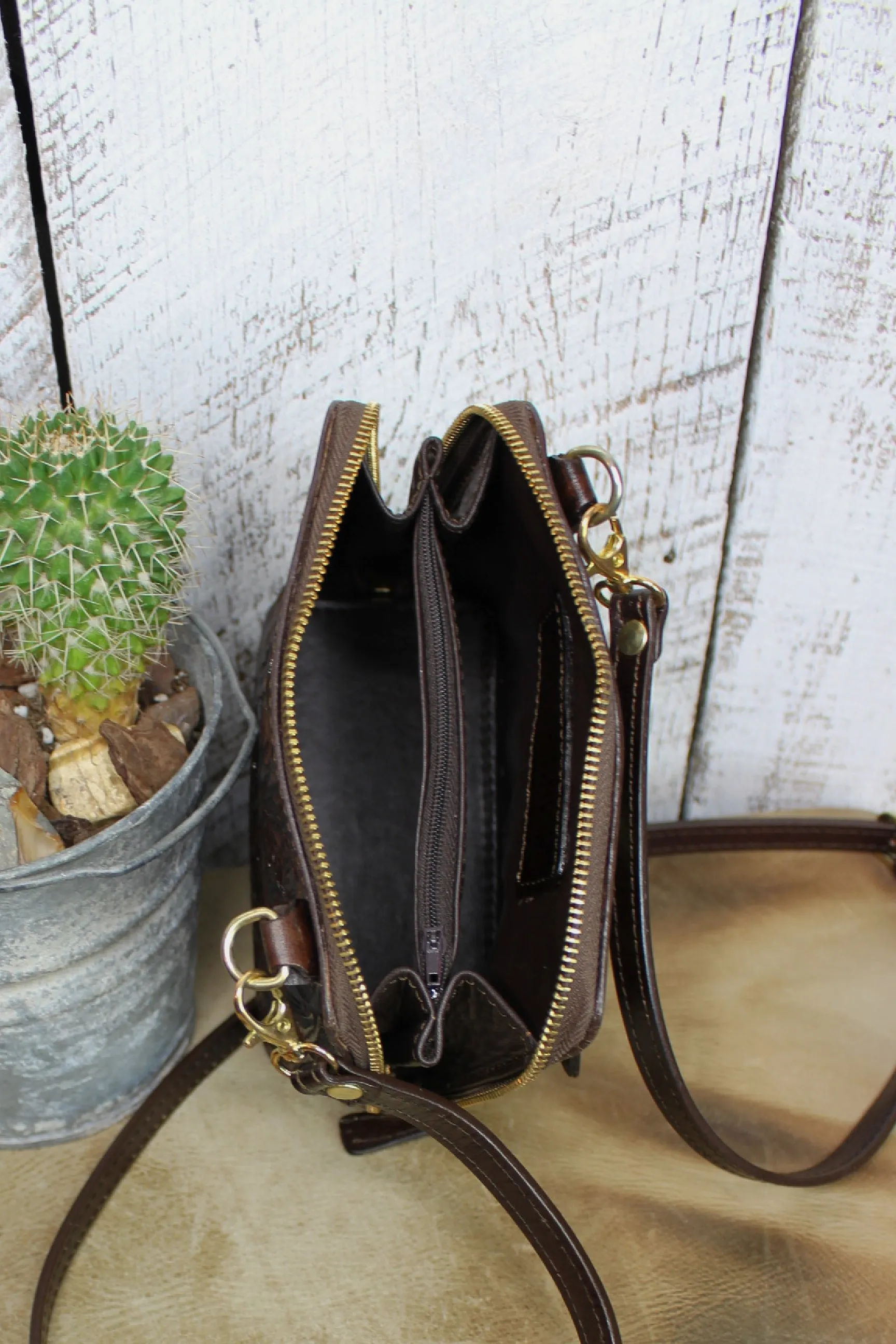 The Catalina Cafe Viejo Tooled Leather Crossbody