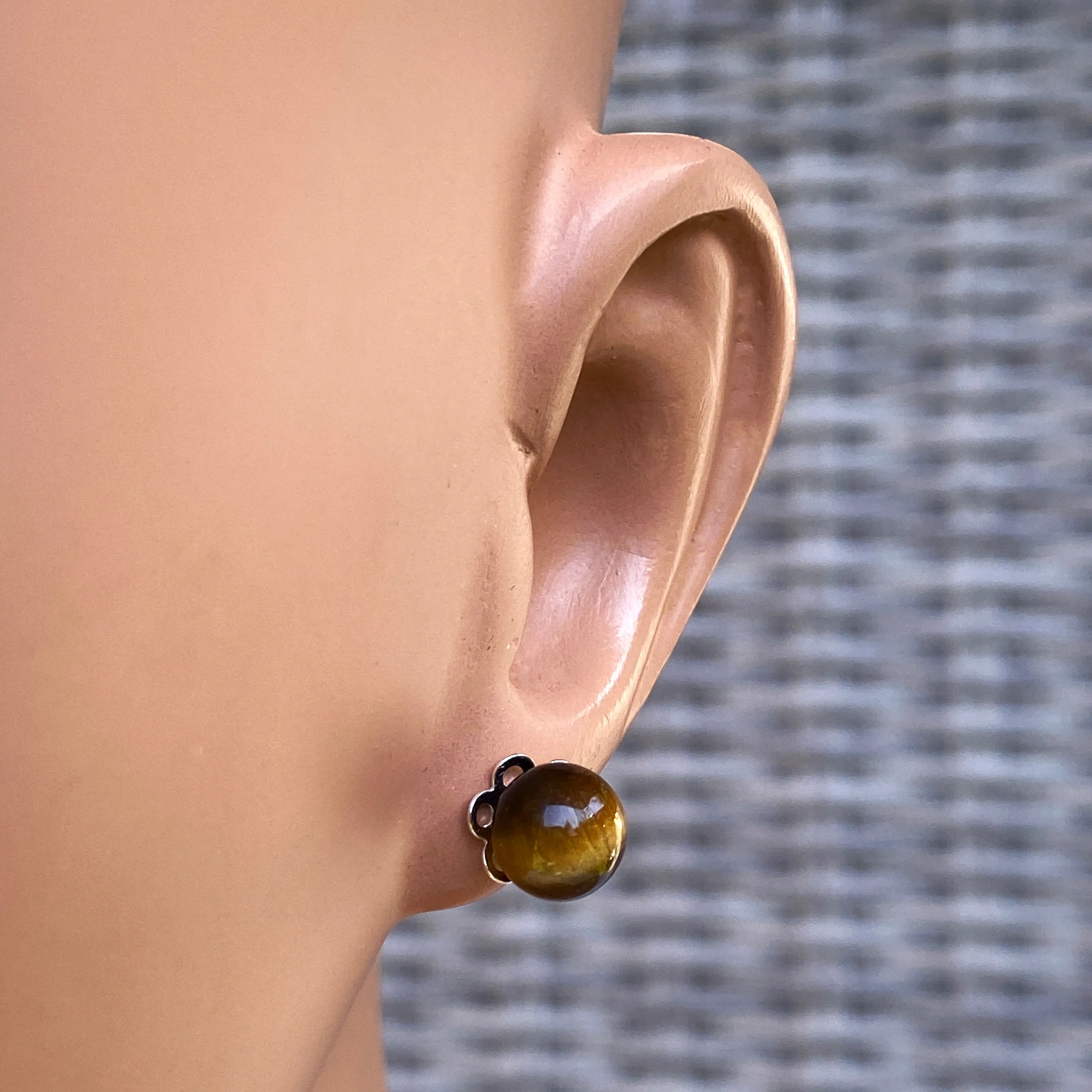 Tiger Eye gemstone stud Earrings