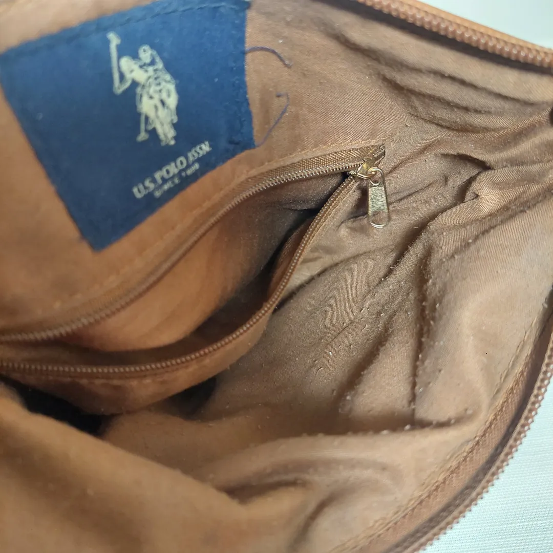 U.S Polo Association Tan Leatherette Crossbody Bag | Pre loved |