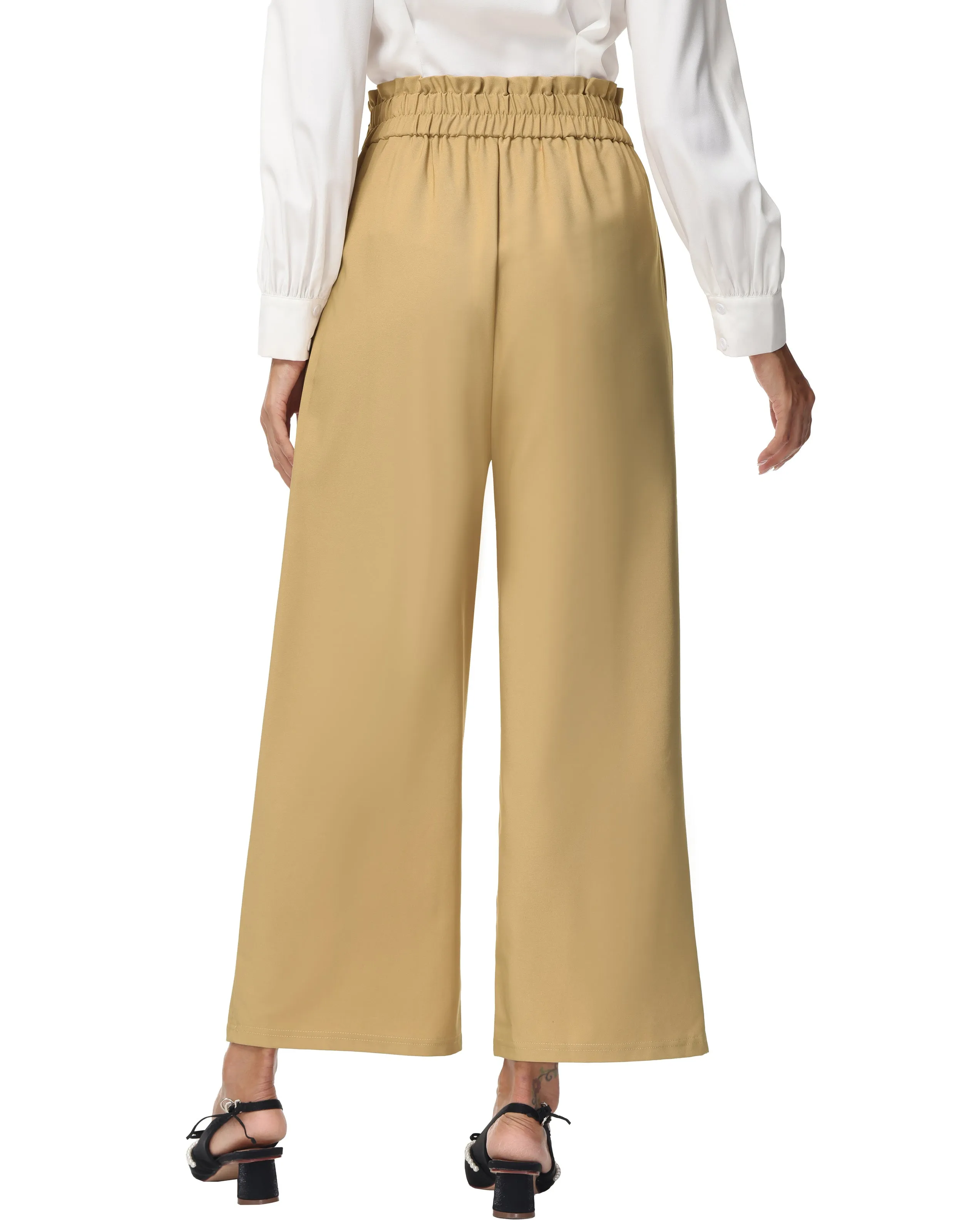 Wide Leg Pants High Waisted Paper Bag Business Casual Pants