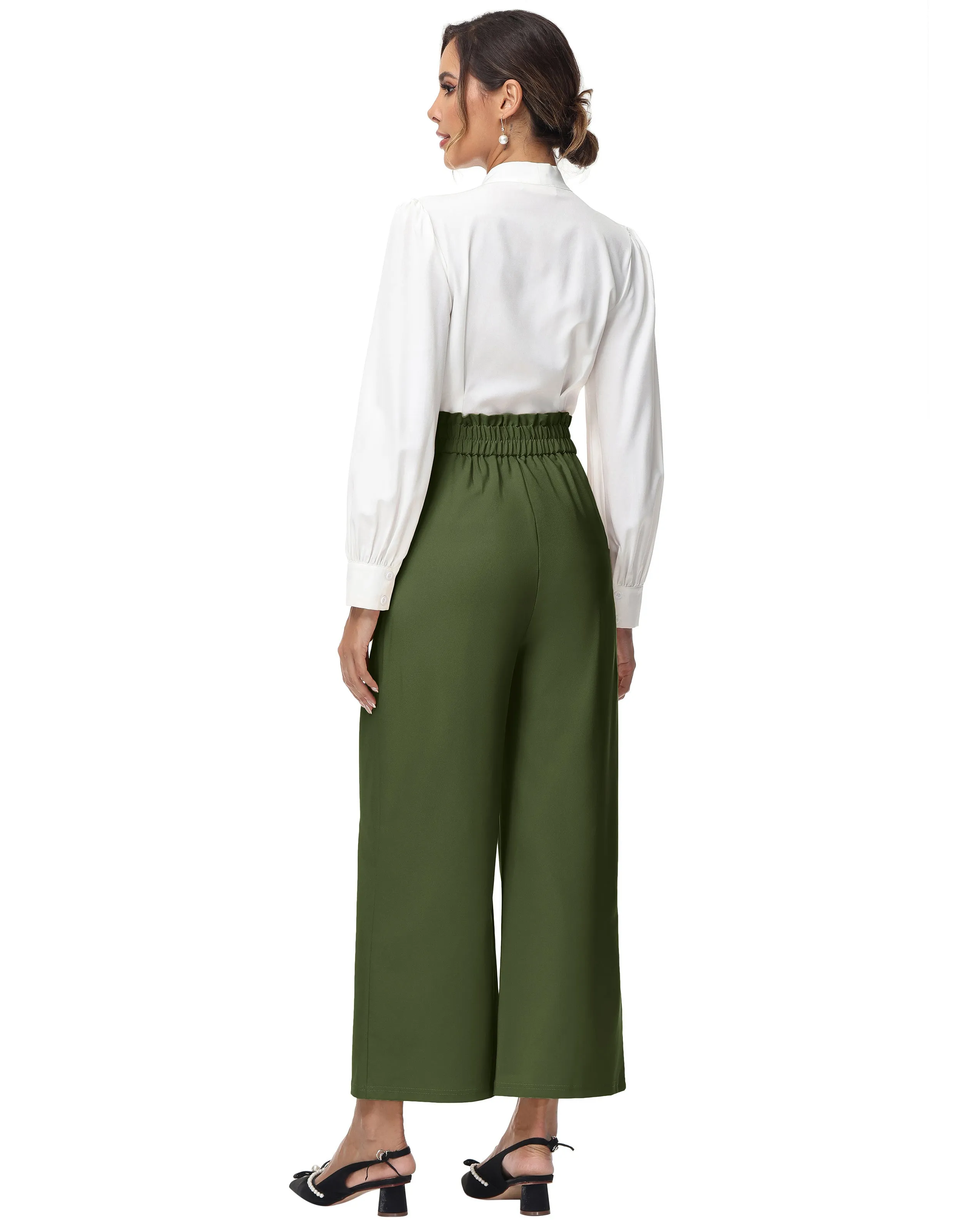 Wide Leg Pants High Waisted Paper Bag Business Casual Pants